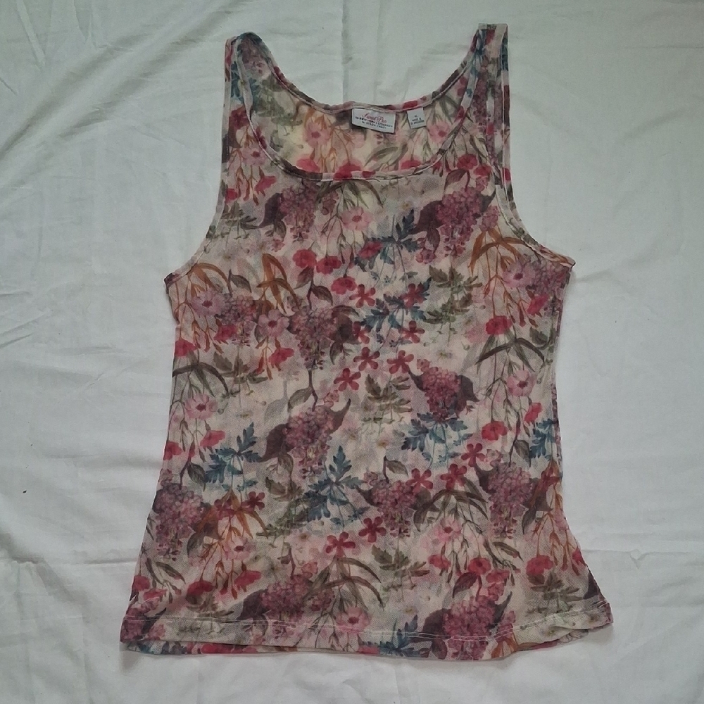 Lweet Pea ForNew York & Company Pink Gray Fitted Sleeveless Tank Top Size XL